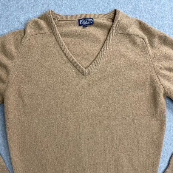 Lands‎ End Lambswool Sweater Mens Long Large Brown England Grandpa Vintage - Picture 4 of 10